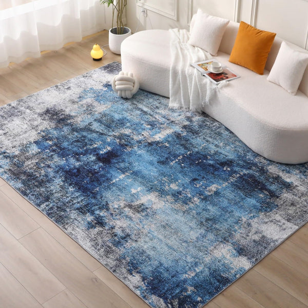 COOUS Washable Rugs for Living Room - Ultra Soft Area Rugs, Short Pile Non-Slip Non-Shedding Abstract Carpet, Stain Resistant Faux Wool Rugs for