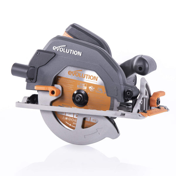 Evolution Power Tools R185CCSX Circular Saw With 1020 mm 3-Piece Track | Multi-Material Blade, Cuts Wood, Metal, Plastic & More | Incl Dust Port Adapter | 185mm (230v)