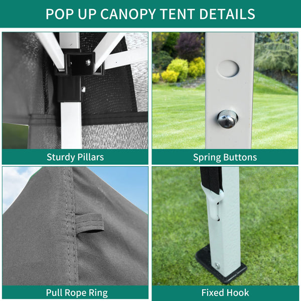 YITAHOME 3x3Meter Instant Heavy Duty Pop Up Gazebo, Folding Garden Camping Party Tent Canopy Marquee with Roller Bag