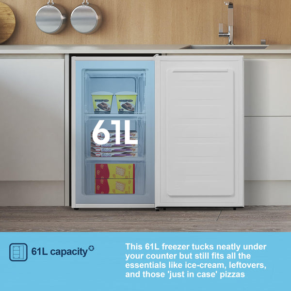 Fridgemaster MUR4545 Small Table Top 45cm Mini Fridge - 45 L - Mechanical Control with Adjustable Thermostat - Reversible Door - 39 dB Low noise - Broad Climate Design - White - E Rated