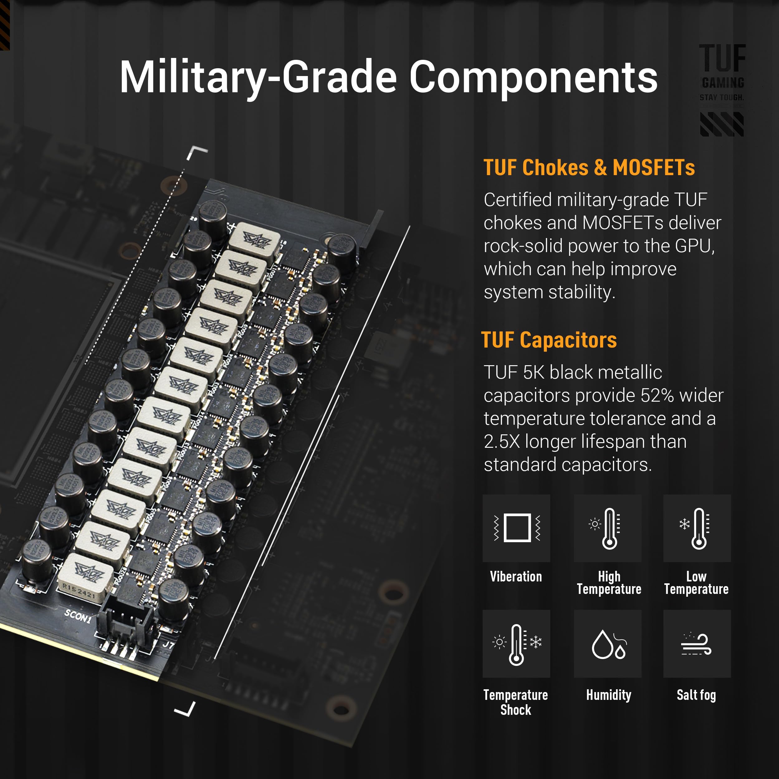 ROG Herculx Graphics Card Holder - Tool-free adjustable GPU support bracket, Spirit level, Solid zinc alloy, 72-128mm, Extensive compatibility, Aura Sync