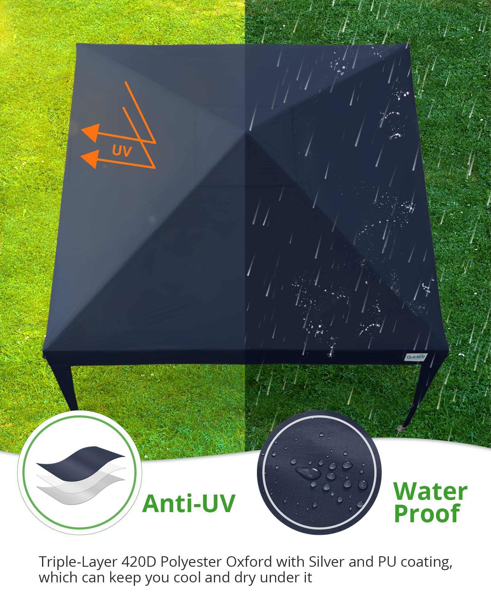 Quictent Pop Up Canopy Gazebo with Removable Sidewalls, Adjustable Height Event Shelter, 3x3m (10x10ft) Portable Tent for Garden Party, Camping, White