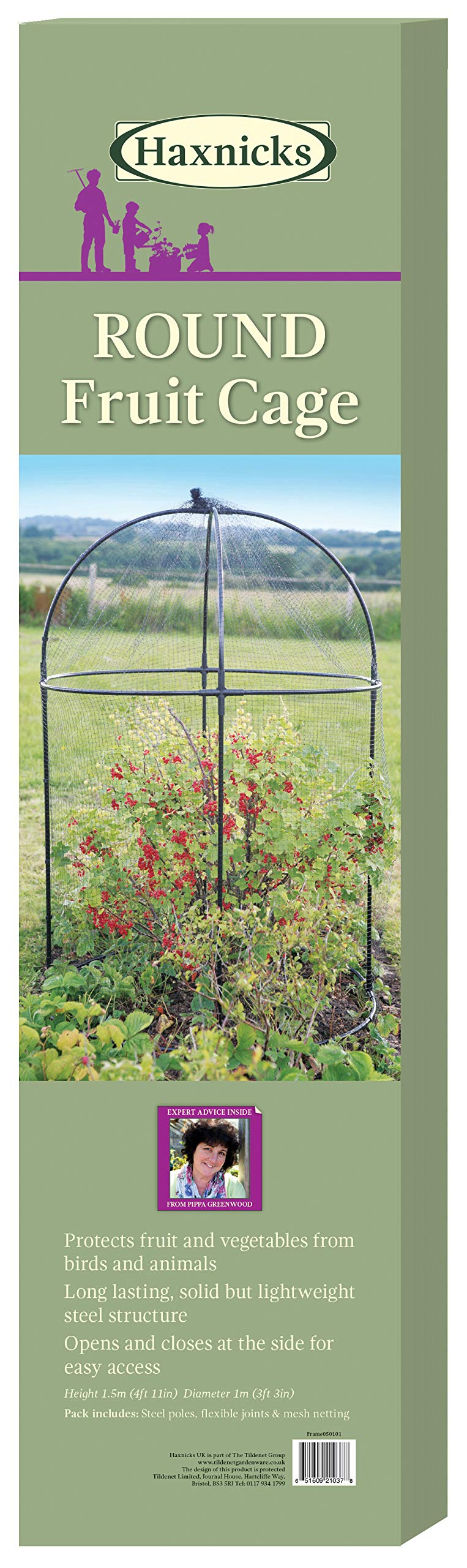 Haxnicks Steel Round Fruit Cage Frame | Bird Netting Plant Protection For Fruit Bushes | Gooseberry Currants Raspberries | Black, 100x100x150cm |