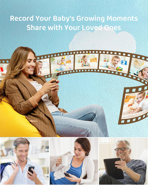 ARENTI 2.5K 5Ghz&2.4G Wifi Baby Monitor with Camera,5-inch 720P Display,Night Vision,Pan Tilt,Night Light,Auto Track,3350mAh Battery,Cry&Motion Detection,2-Way Talk,App&Screen Control