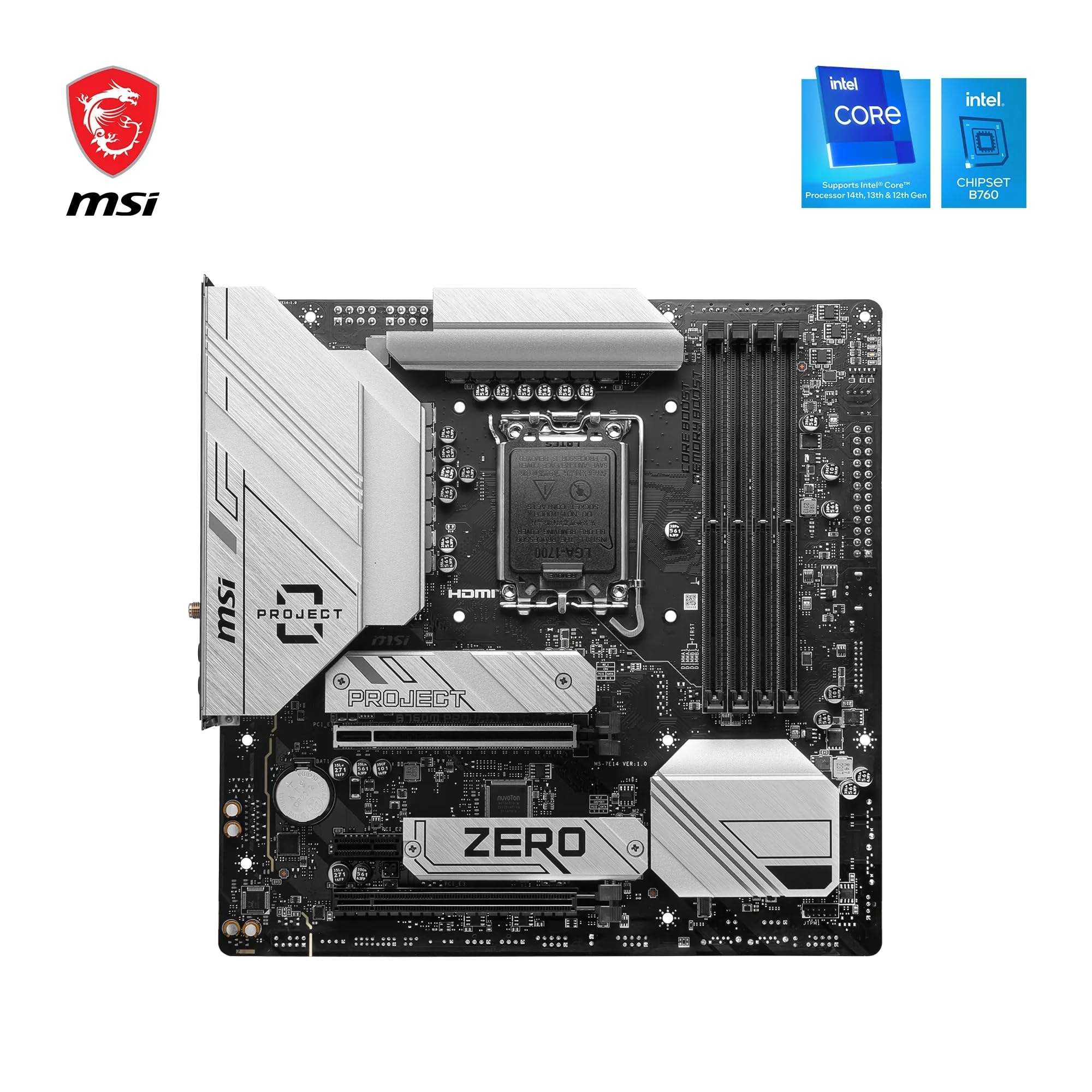 MSI B760 GAMING PLUS WIFI DDR4 Motherboard, ATX - Supports Intel 14th, 13th & 12th Gen Core Processors, LGA 1700 - DDR4 Memory Boost 5333+MHz/OC, 1x PCIe 4.0 x16, 2 x M.2 Gen4, 2.5G LAN, Wi-Fi 6E