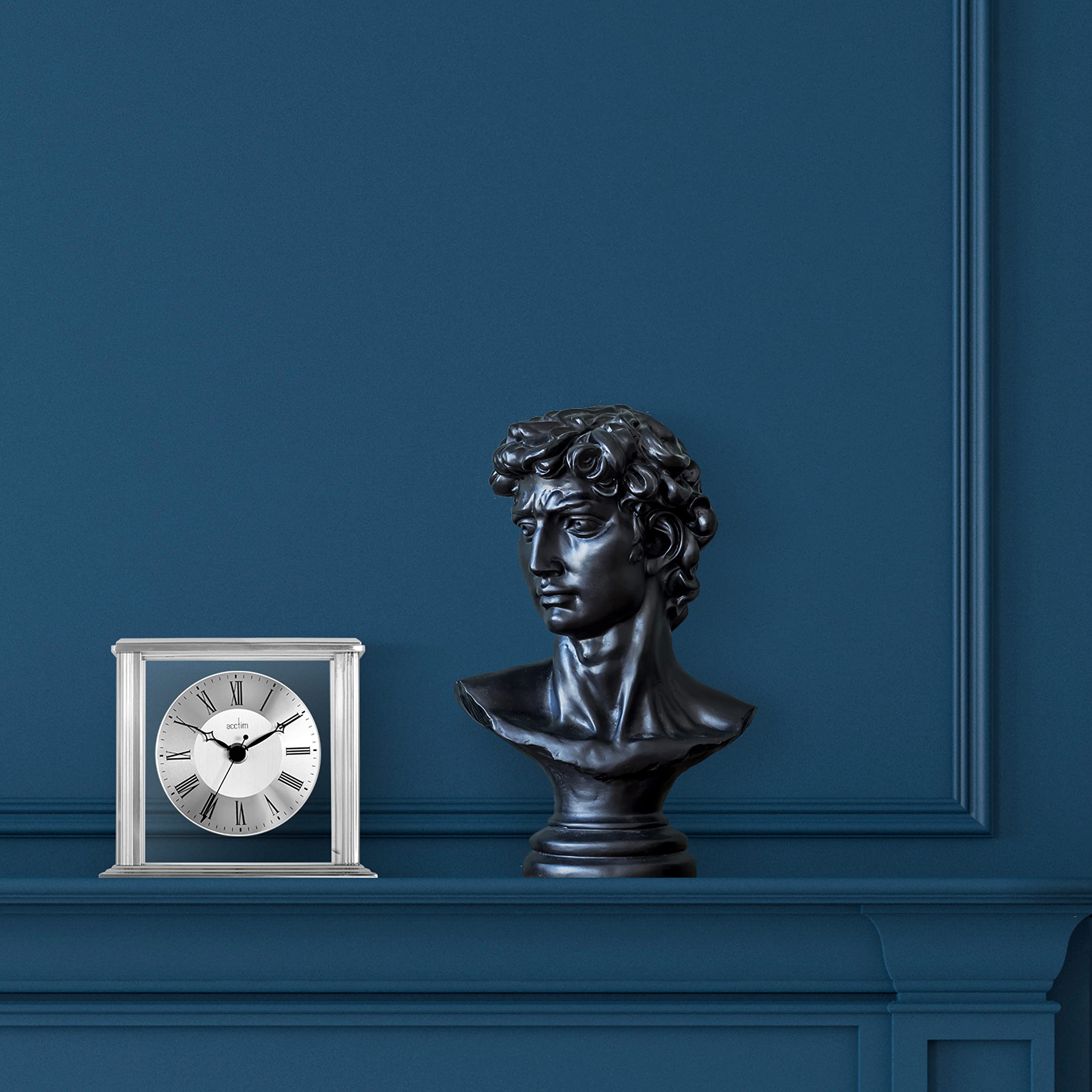 Acctim Mantel Clock, Metal, Silver, 13.7 x 15.5 x 6.8