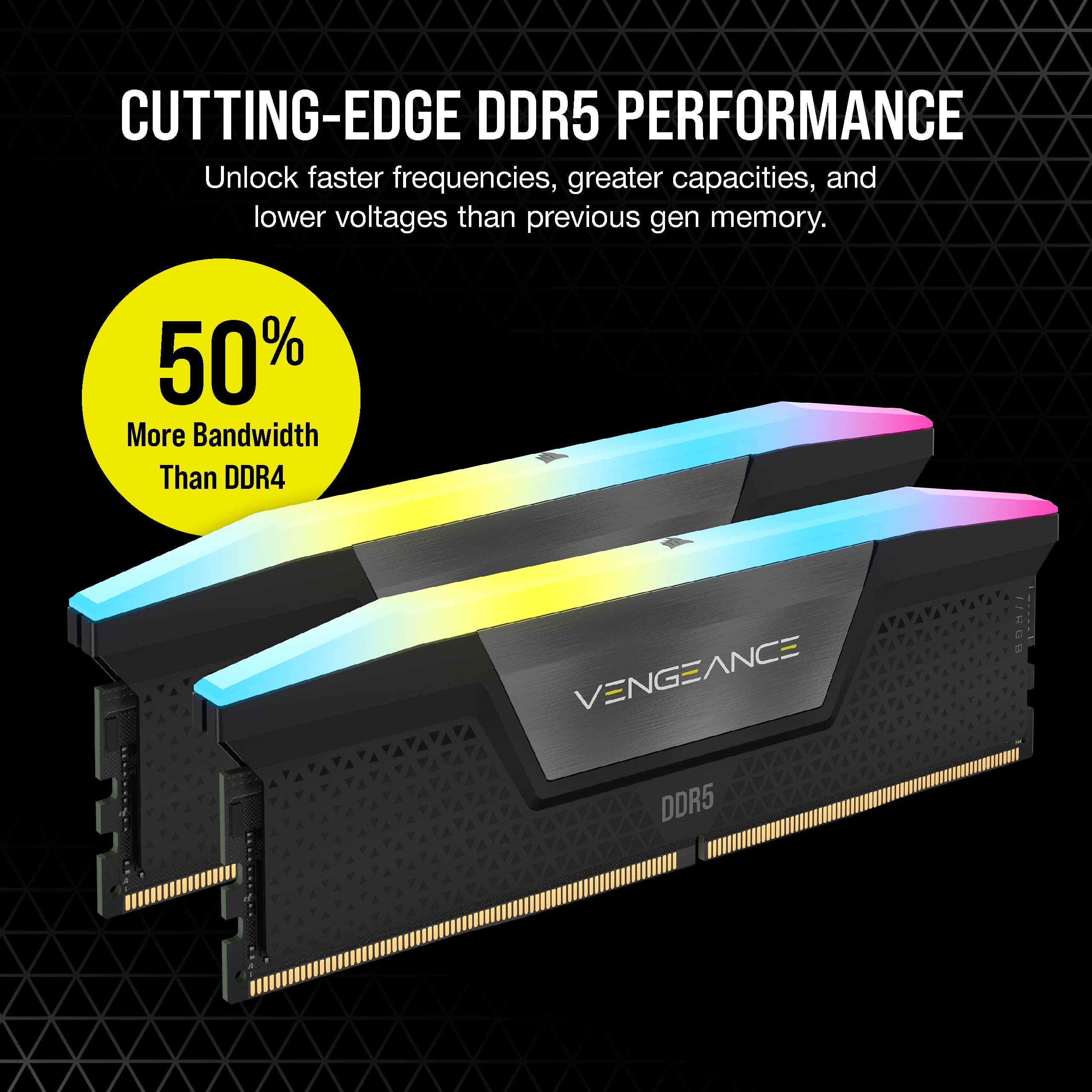 CORSAIR VENGEANCE RGB DDR5 32GB (2x16GB) DDR5 6000MHz CL30 AMD EXPO Intel XMP iCUE Compatible Computer Memory – Gray (CMH32GX5M2B6000Z30K)