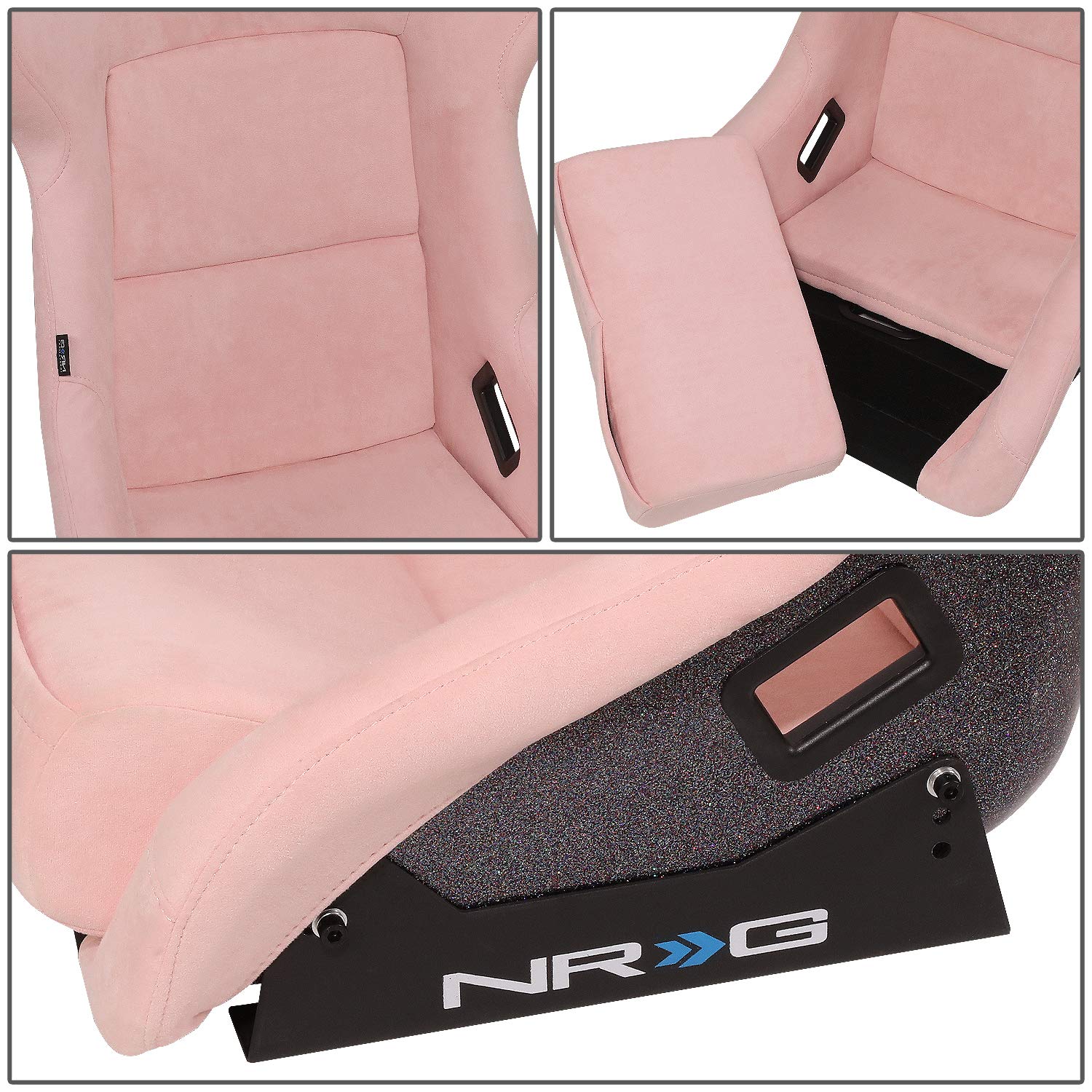 NRG Innovations NRG-FRP-302BK-ULTRA Universal Fixed Back Bucket Racing Seat for 6-Point Harnesses, Size L, Black Cover, Black -ULTRA, 24" W X 36" H X 18" D