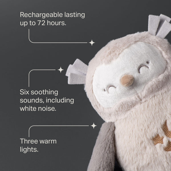 Tommee Tippee OllieOwl Deluxe Baby and Toddler Sound and Light Sleep Aid, Automatic CrySensor Soothes with 3 Natural Sounds and 3 Lullabies, Adjustable Volume, Soft Plush Fabric, USB Rechargeable
