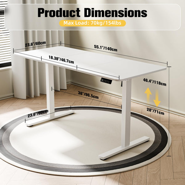 ERGOMAKER Electric Height Adjustable Standing Desk 80x60cm (31.5"x23.6"), Sit Stand Desk with Splicing Top for Home Office (Black Frame + Black Desktop)