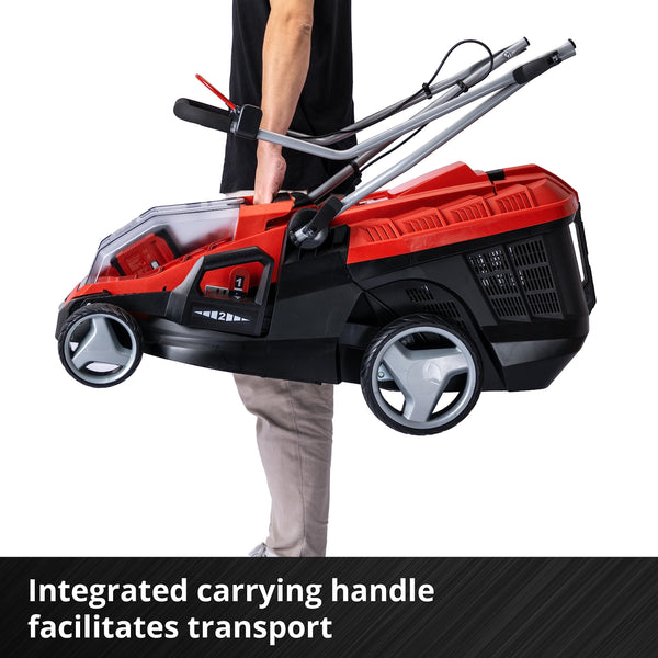 Einhell Power X-Change 36/36 Cordless Lawnmower With Battery (x2) and Charger (x2) - 36V Brushless Motor, 36cm Cutting Width, 40L Grass Box, 6 Cutting Heights - GE-CM 36/36 Li Electric Lawn Mower