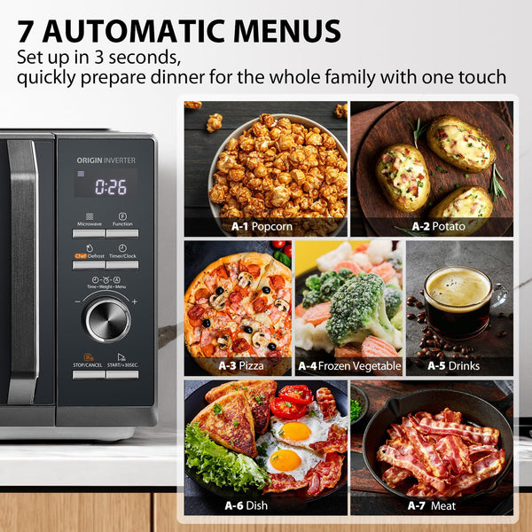 TOSHIBA 26L Air Fry Auto Menu Combo 6-in-1 900W Microwave Oven With Steamer in Morandi Grey, Inverter, Chef defrost, Convection, Combi., Steam, Grill, 10 power levels, 10 Auto Menus, MW3-AC26SFI(MG)