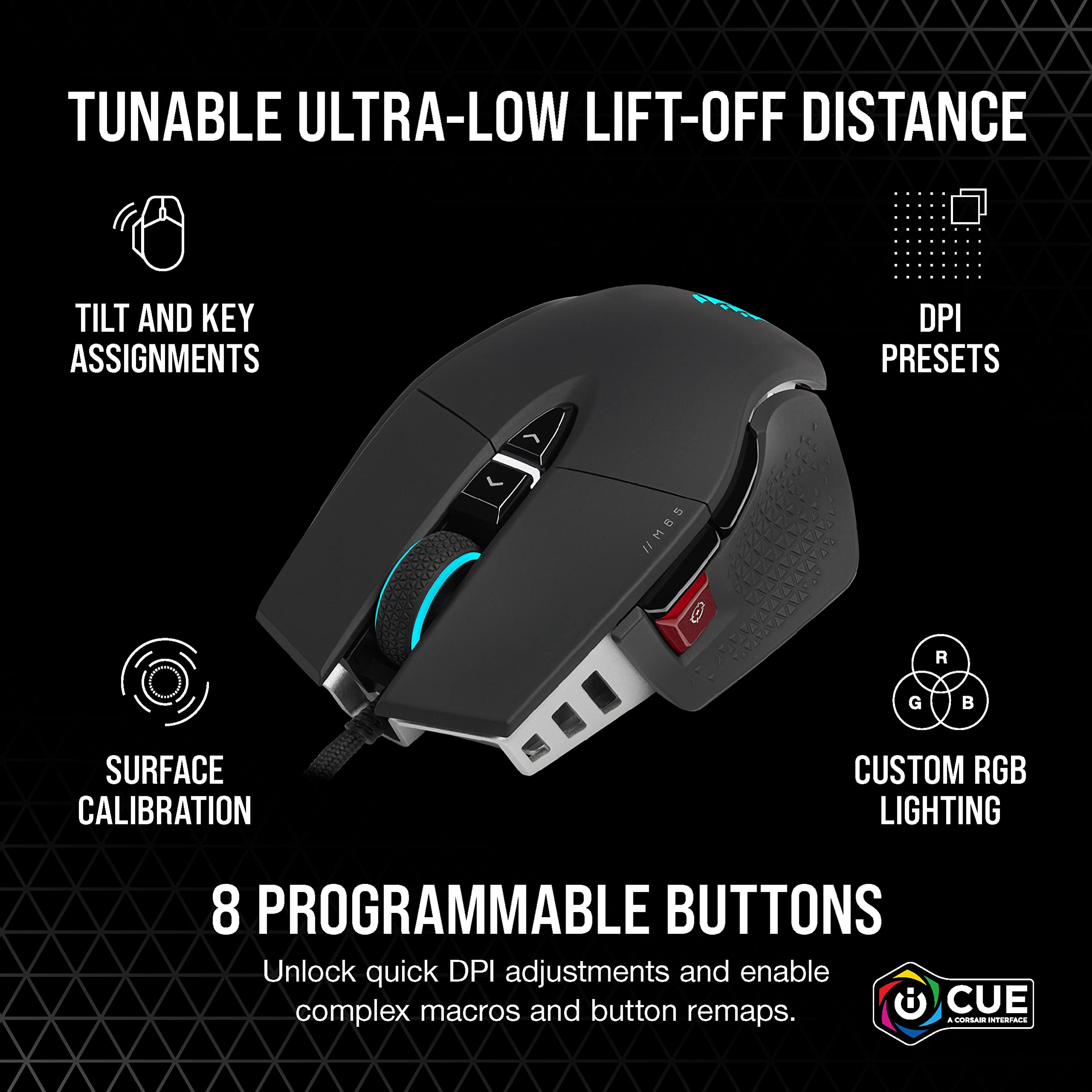 CORSAIR M65 RGB ULTRA WIRELESS Tunable FPS Gaming Mouse – 26,000 DPI – Sub-1ms Wireless – Weight System – Up to 120hrs Battery – iCUE Compatible – PC, Mac, PS5, PS4, Xbox – Black