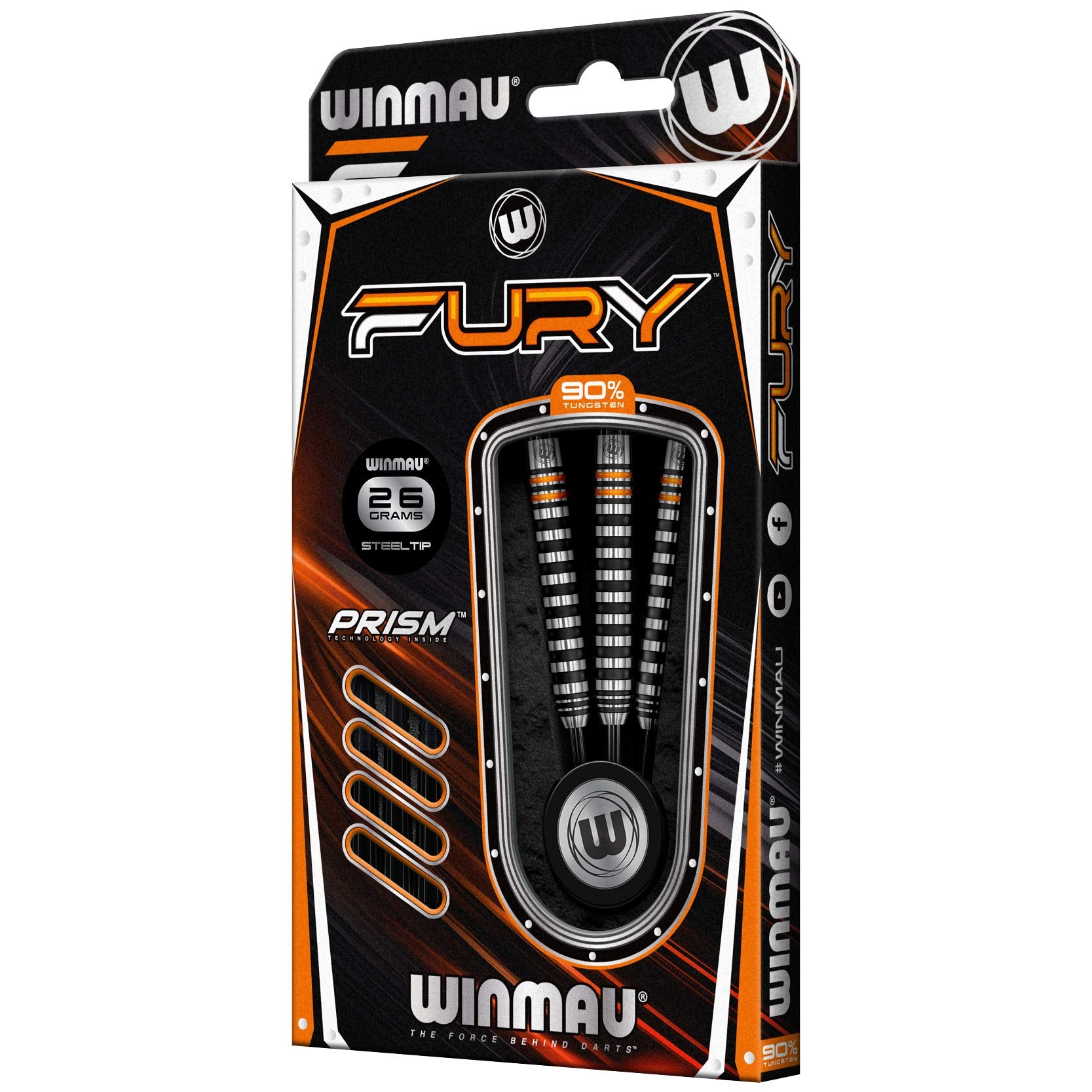 WINMAU Fury 22-28 Gram Tungsten Darts with Prism Flights and Vecta Shafts (Stems)