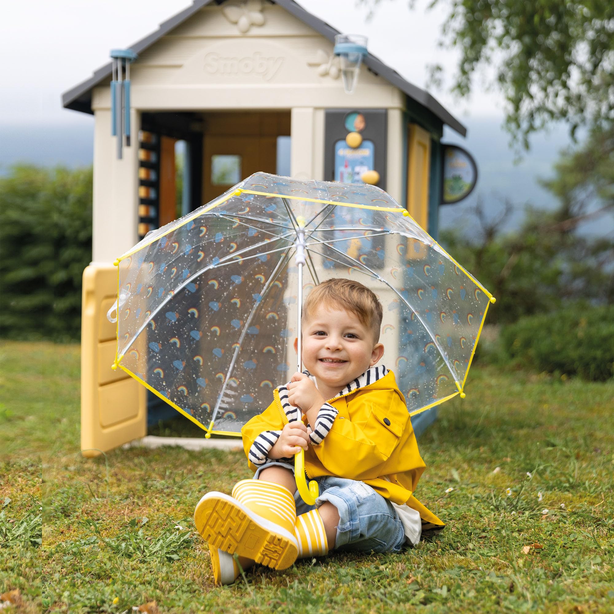 Smoby - 4 Seasons Playhouse for Children includes playful weather activities, Educational outdoor garden house for Kids