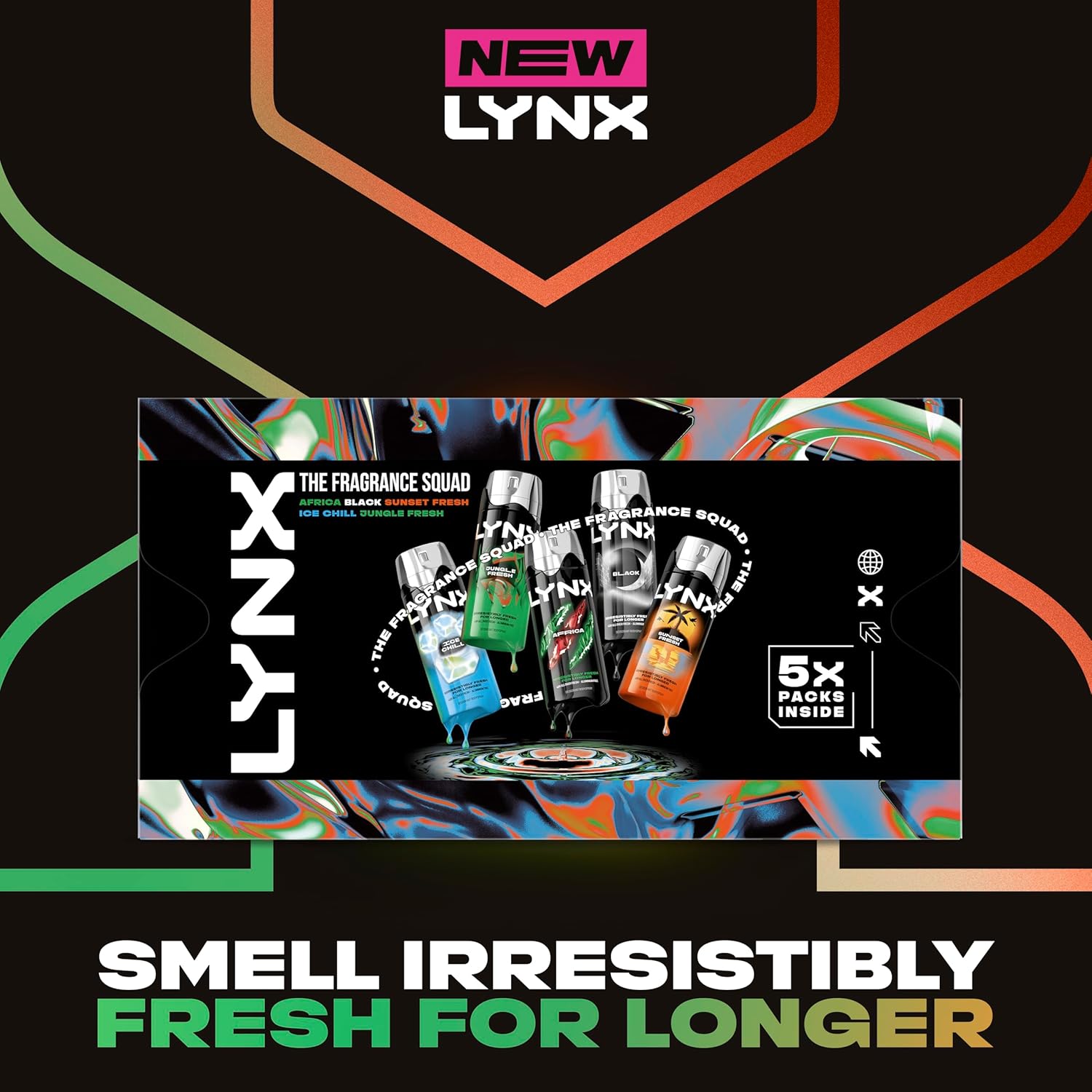 Lynx Fragrance Squad Gift Set with multiple body spray variants perfect for any occasion 5 piece
