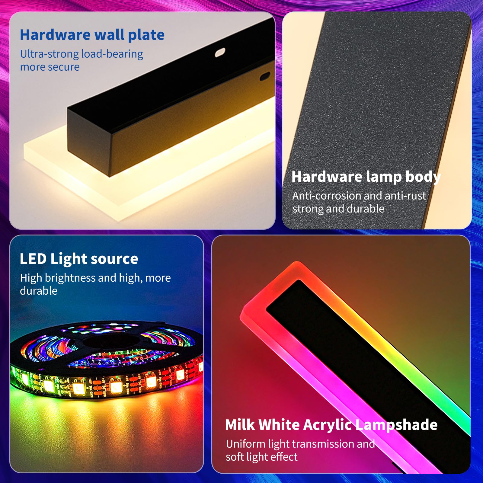 Mikeru 6500k Cool White Outdoor Wall Light, 150cm Modern Porch Wall Light, LED Vertical Long Acrylic Garden Fixture, IP65 Waterproof for Balcony, Living Room, Garage, Patio