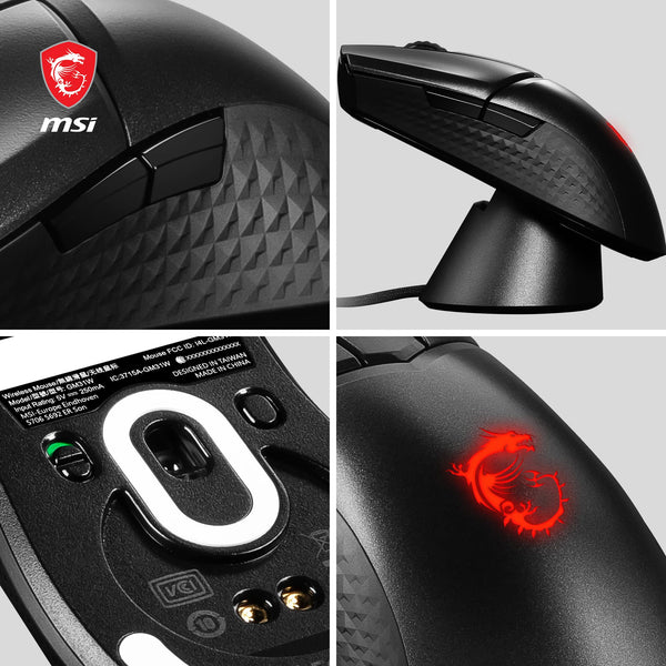 MSI CLUTCH GM51 LIGHTWEIGHT Gaming Mouse - 26000 DPI Optical Sensor, Elite 0.125ms Latency, 60M+ Click OMRON Switches, 6-Buttons, FriXionFree Cable, RGB Diamond LightGrips, 75g - Wired