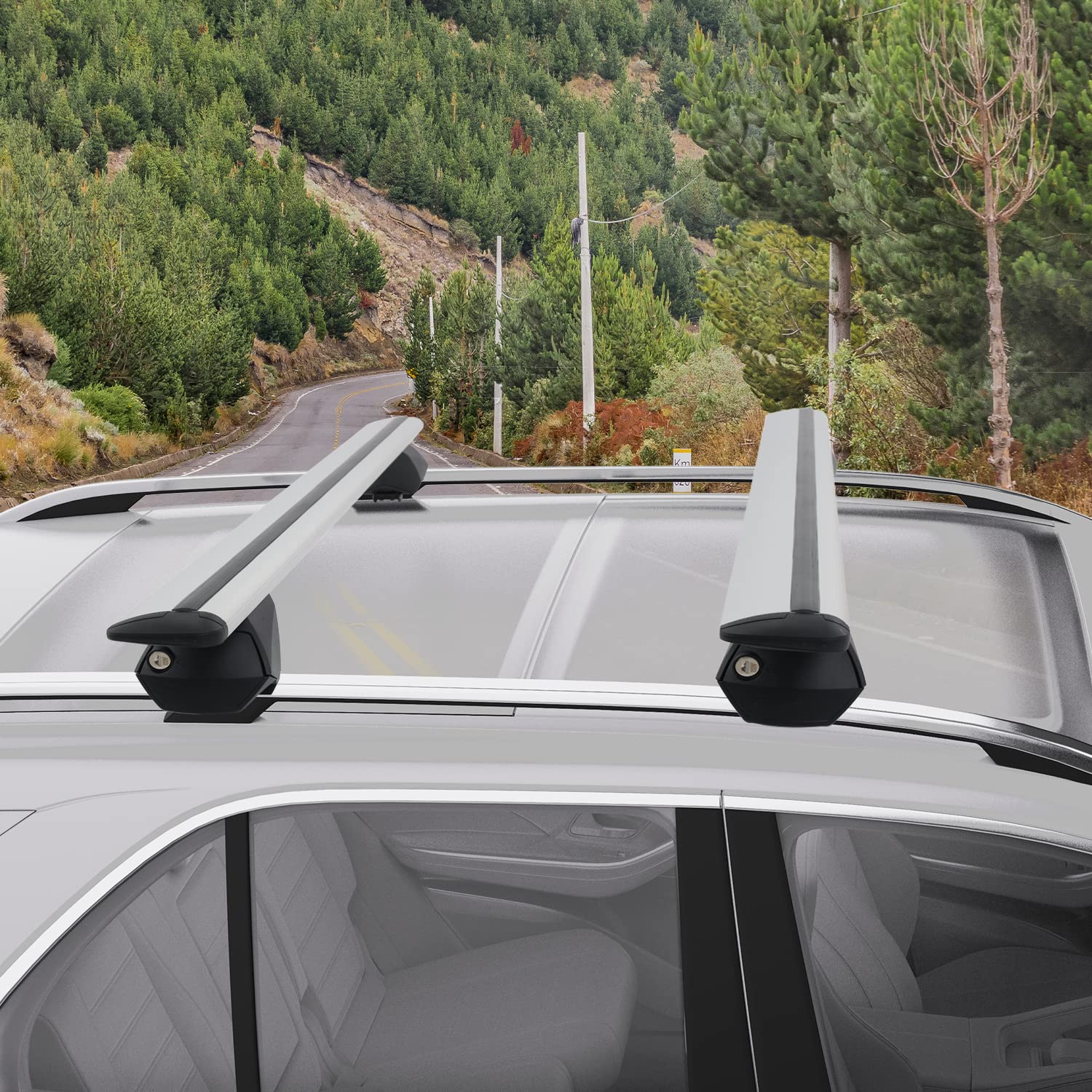COWVIE Aluminum Universal Roof Rack Cross Bars Pro keyed Locks - Fit Raised Side Rails 120CM