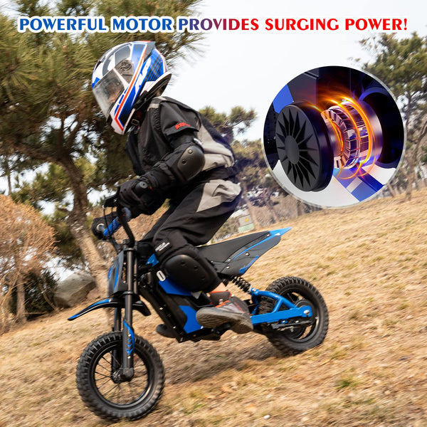 EVERCROSS EV12M PRO Kids Ride On Motorcycle, Electric Motorcycle with 300W Motor, 9.3Miles Long-Range, 12'' Pneumatic Tire, Bluetooth Music, Colorful Lights, Motor Cross for Ages 3-12 Children