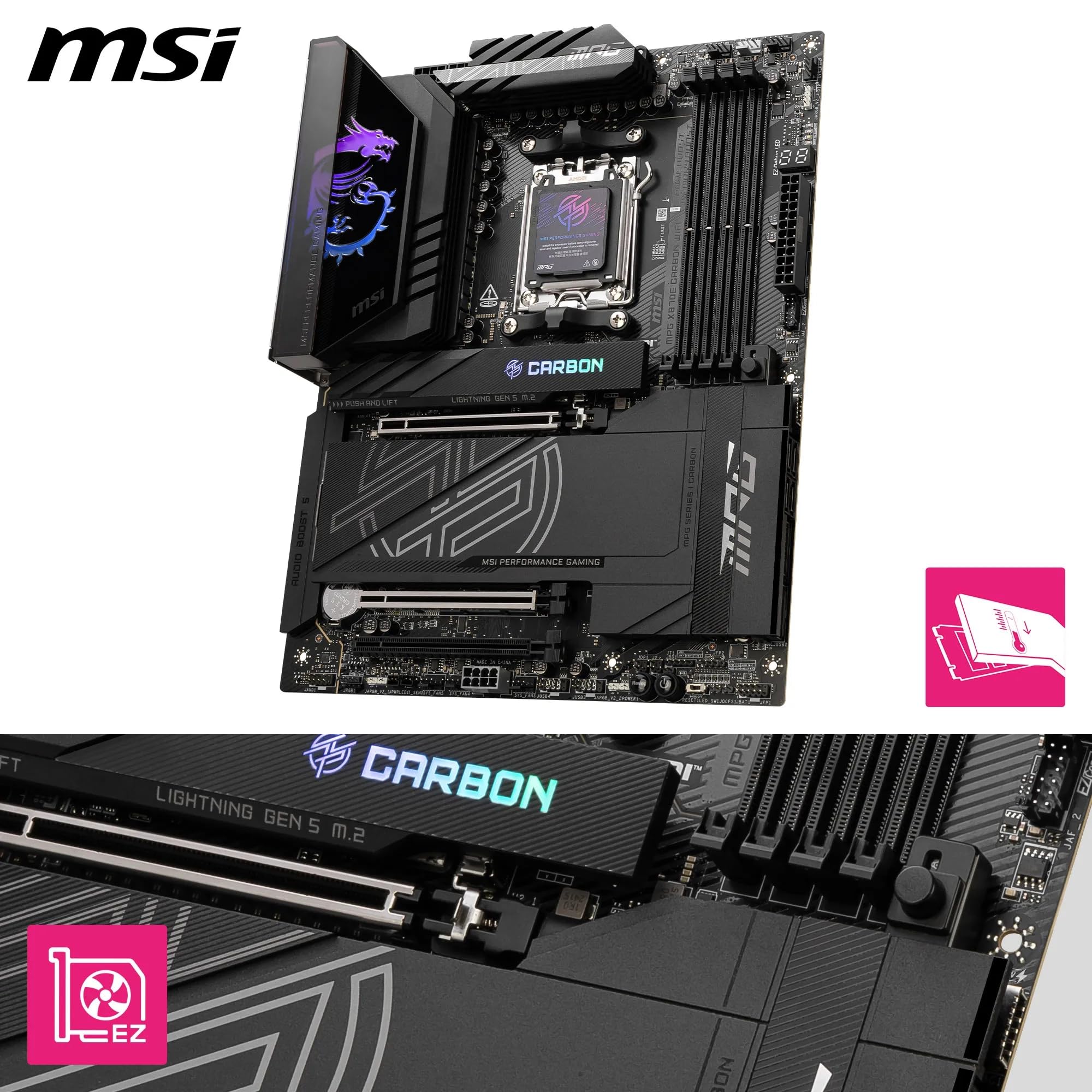 MSI X670E GAMING PLUS WIFI Motherboard, ATX - Supports AMD Ryzen 9000 / 8000 / 7000 Series Processors, AM5 - 80A SPS VRM, DDR5 Memory Boost 7800+ MHz/OC, PCIe 5.0 x16, M.2 Gen5, Wi-Fi 6E