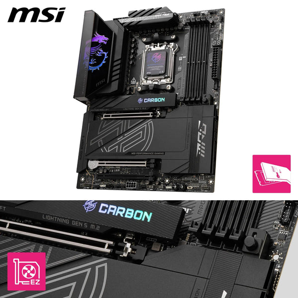 MSI X670E GAMING PLUS WIFI Motherboard, ATX - Supports AMD Ryzen 9000 / 8000 / 7000 Series Processors, AM5 - 80A SPS VRM, DDR5 Memory Boost 7800+ MHz/OC, PCIe 5.0 x16, M.2 Gen5, Wi-Fi 6E