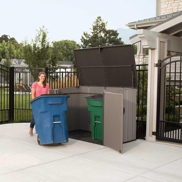 LIFETIME Plastic Wood Grain Textured Storage Box Desert Sand/Grey, 151x72x69 cm