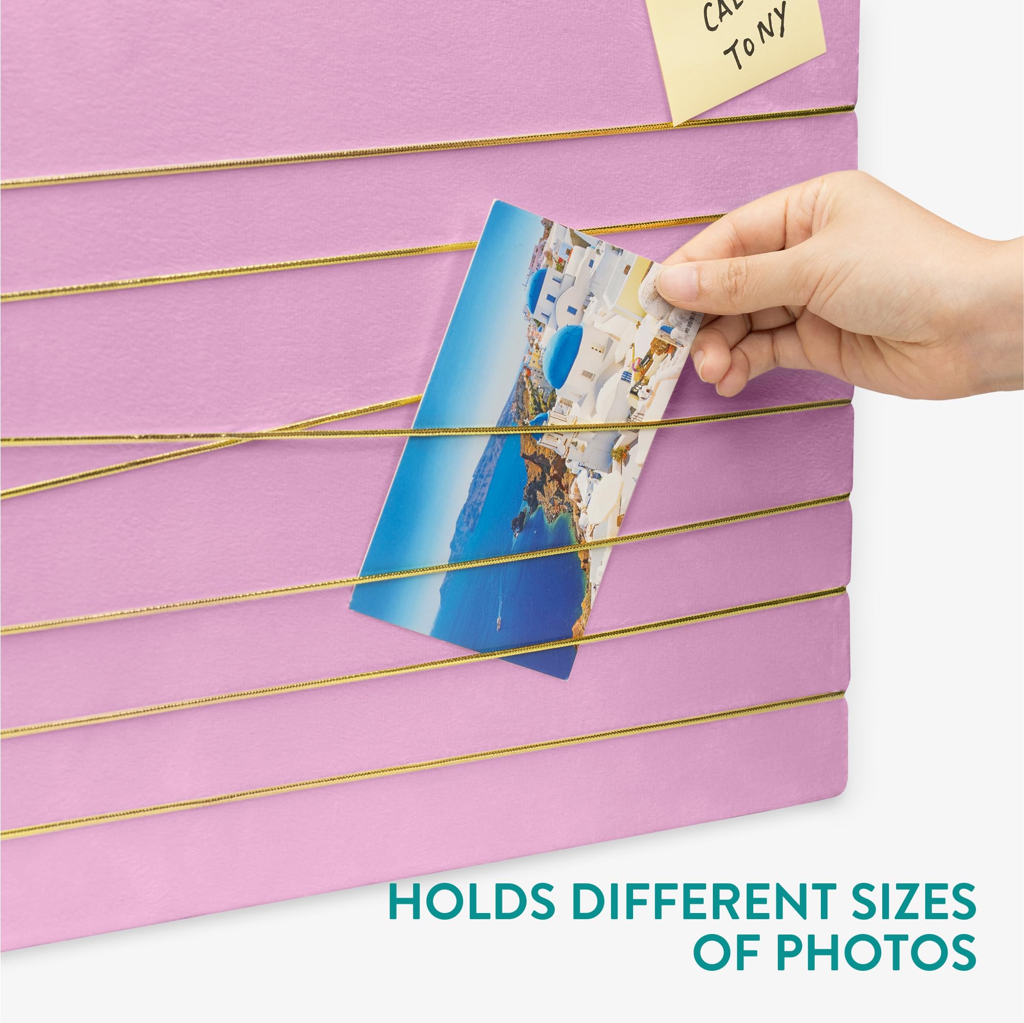 Navaris Photo Pin and Clip Board - 70 x 50cm - Velvet Board for Hanging, Pinning, Displaying Photos, Pictures for Bedroom - Contemporary Pinboard -