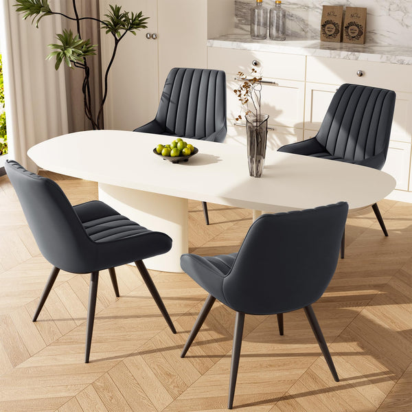Hawthyhome Dining Chairs Set of 4 |Upholstered Chairs with 10cm Thick Seat Cushion •Upholstered Fabric Dining Chair •Kitchen Chair with Backrest •Modern Armchairs with Metal Legs •Dark Grey