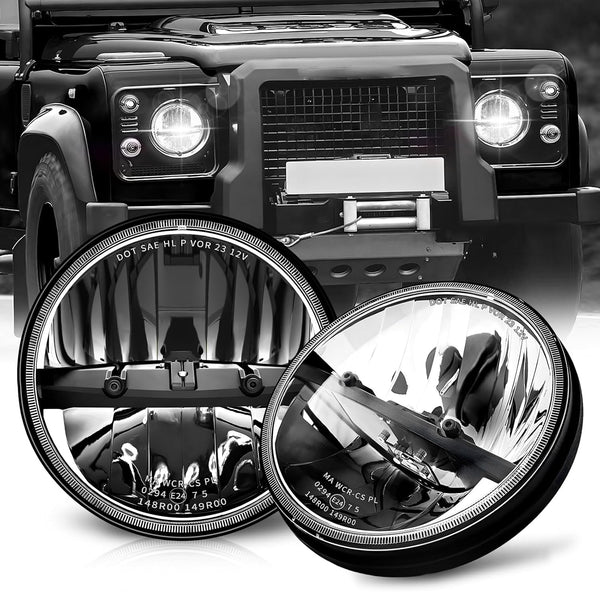 CO LIGHT 7 Inch LED Headlight Round Half Halo Angel Eyes DRL Amber Turn Signal Lights DOT and E-Mark Approved, H6024 LED Headlights with H4 H13 Adapter Compatible for Wrangler JK TJ LJ CJ, 2PCS