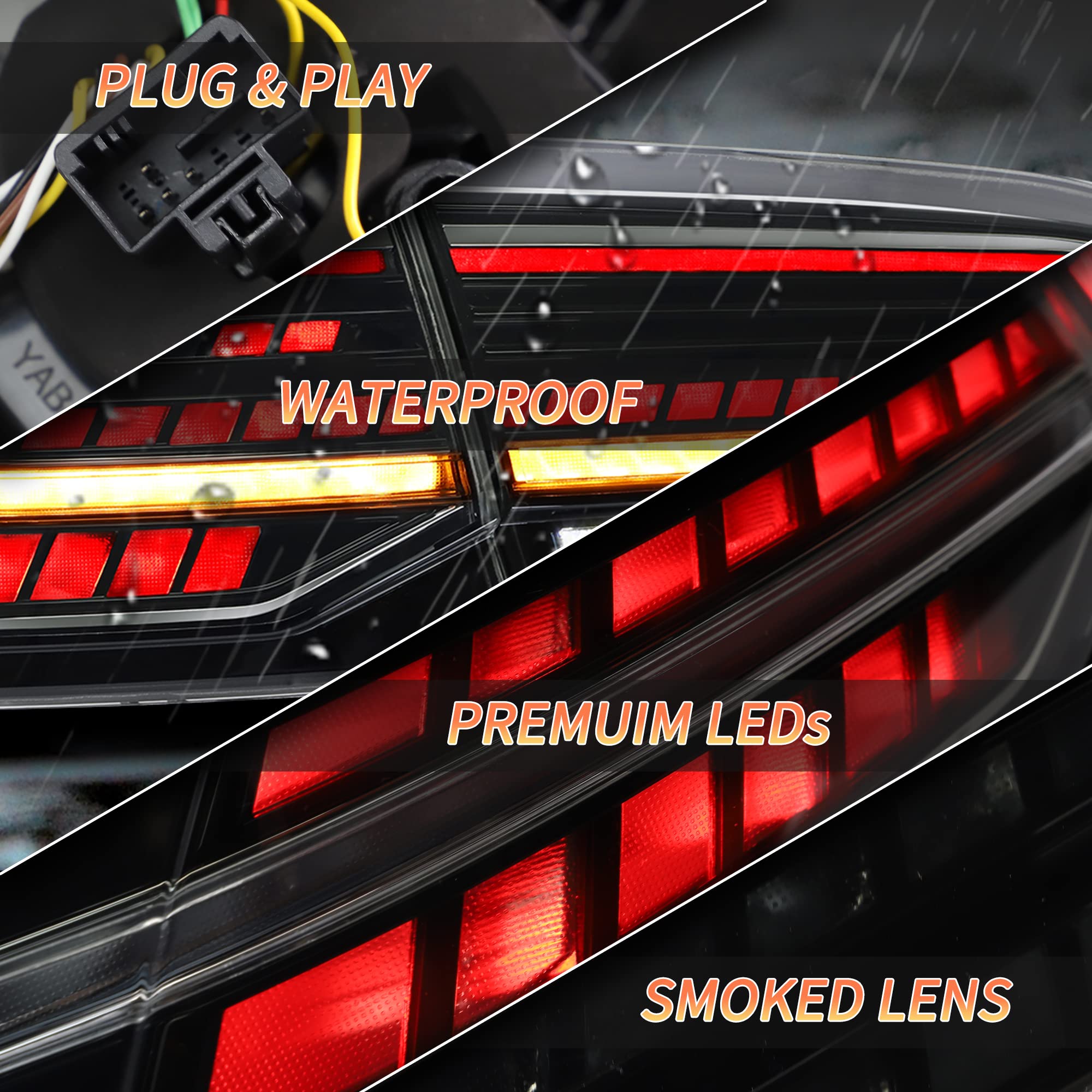 VLAND LED Rear Lights compatible with Golf MK7 Golf MK7.5 Hatchback 2012-2020 [Not fit MK7.5 GTI & R], w/Sequential indicator, Driver & Passenger Side - Red