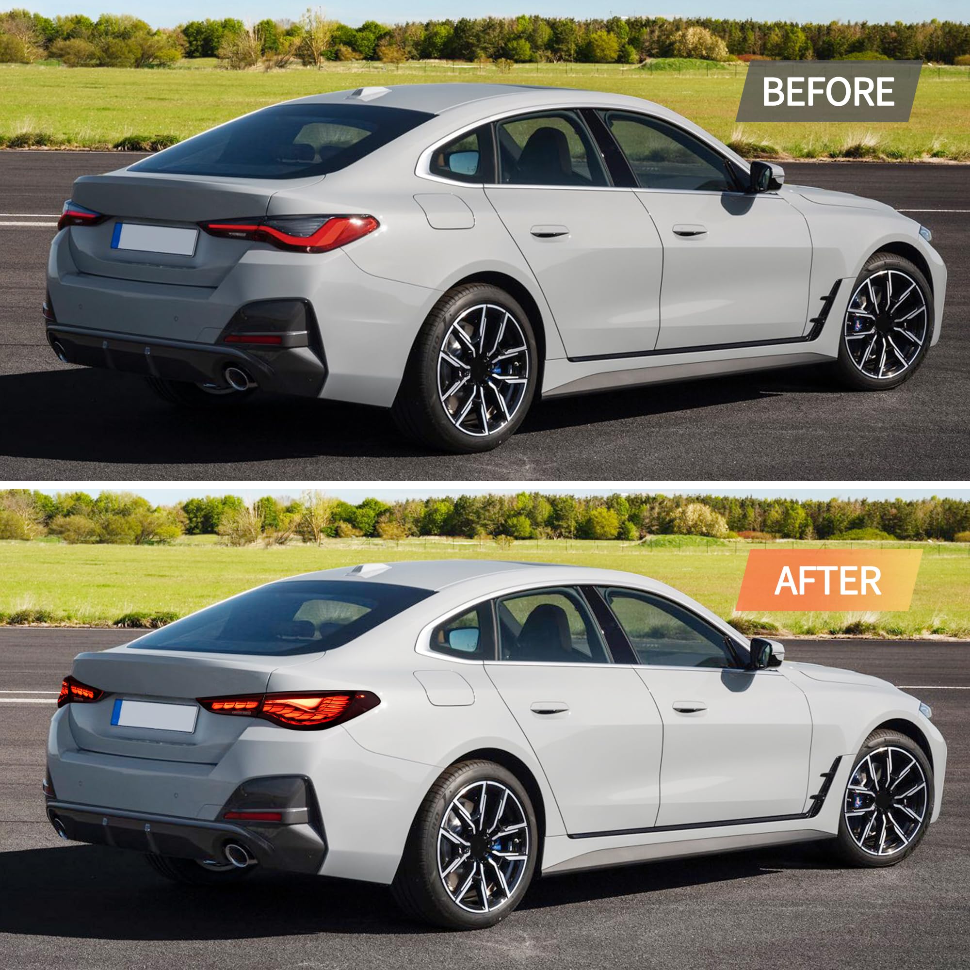 VLAND OLED Rear Lights Compatible With 4 Series G22/G23/G26, M4 G82 G83 2021-2023, Tail Lights Assembly w/Startup dynamic display - Smoked