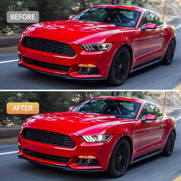 VLAND Headlights compatible with Mustang 2015 2016 2017, for RHD, LED DRL, Passenger & Driver Sides
