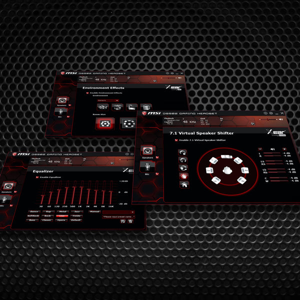 MSI DS502 GAMING HEADSET - 7.1 Virtual Surround Sound, Vibration Feedback, 40mm Neodymium Drivers, laptop, Omnidirectional Microphone, Inline Controls, USB 2.0 Connector - Wired