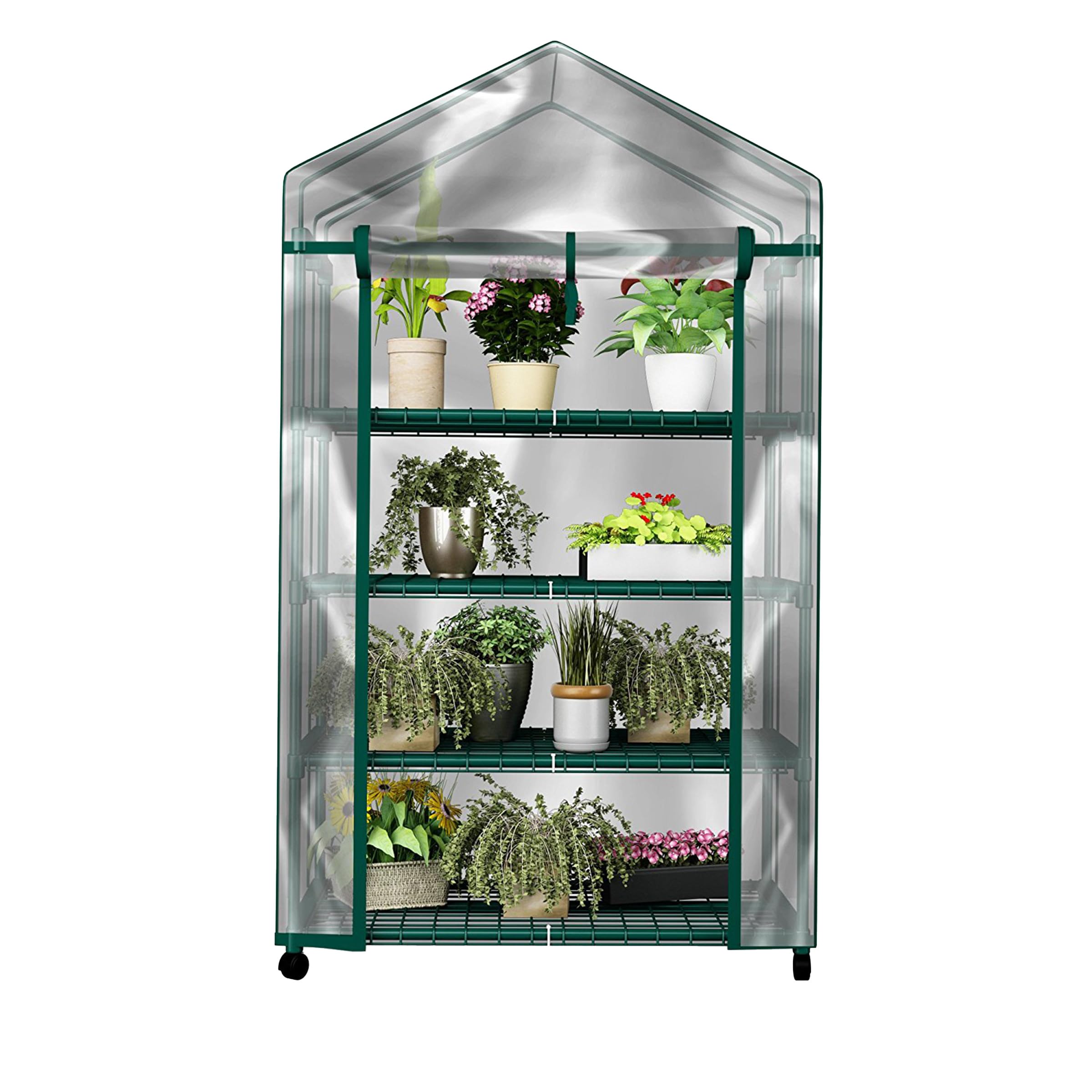 Home-Complete HC-4201 Mini Greenhouse-4-Tier Indoor Outdoor Sturdy Portable Shelves-Grow Plants, Seedlings, Herbs, or Flowers In Any Season-Gardening