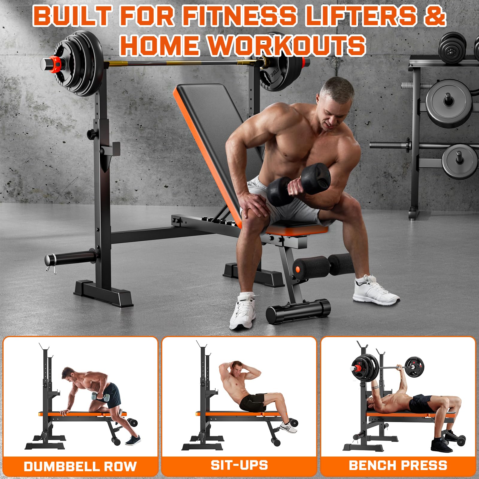 Fostoy 770lbs Weight Bench, Adjustable Bench Press,Weight Benches for Home Gym Flat Incline Bench for Full Body Strength Training