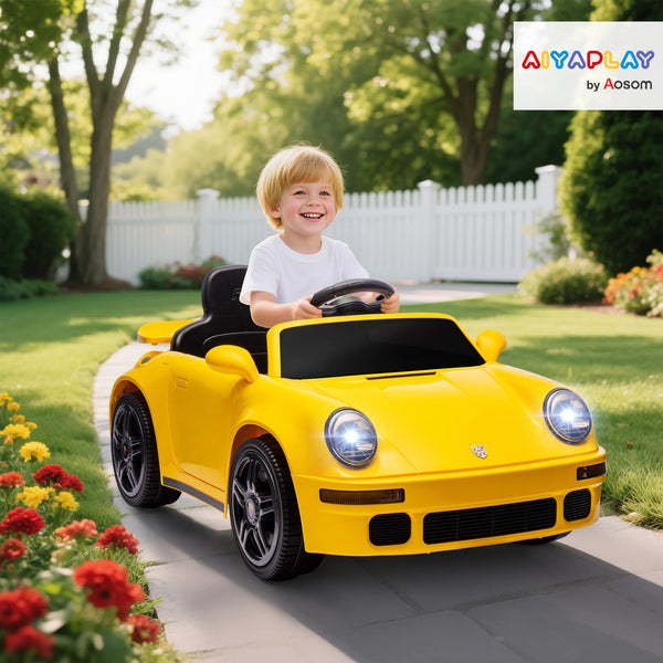 AIYAPLAY Licensed RUF CTR 2017-Yellowbird Electric Car for Kids, Ride On Car 12V Battery Powered Kids Electric Vehicle with Remote Control, Soft Start, MP3 Player, LED Lights, Horn, Yellow