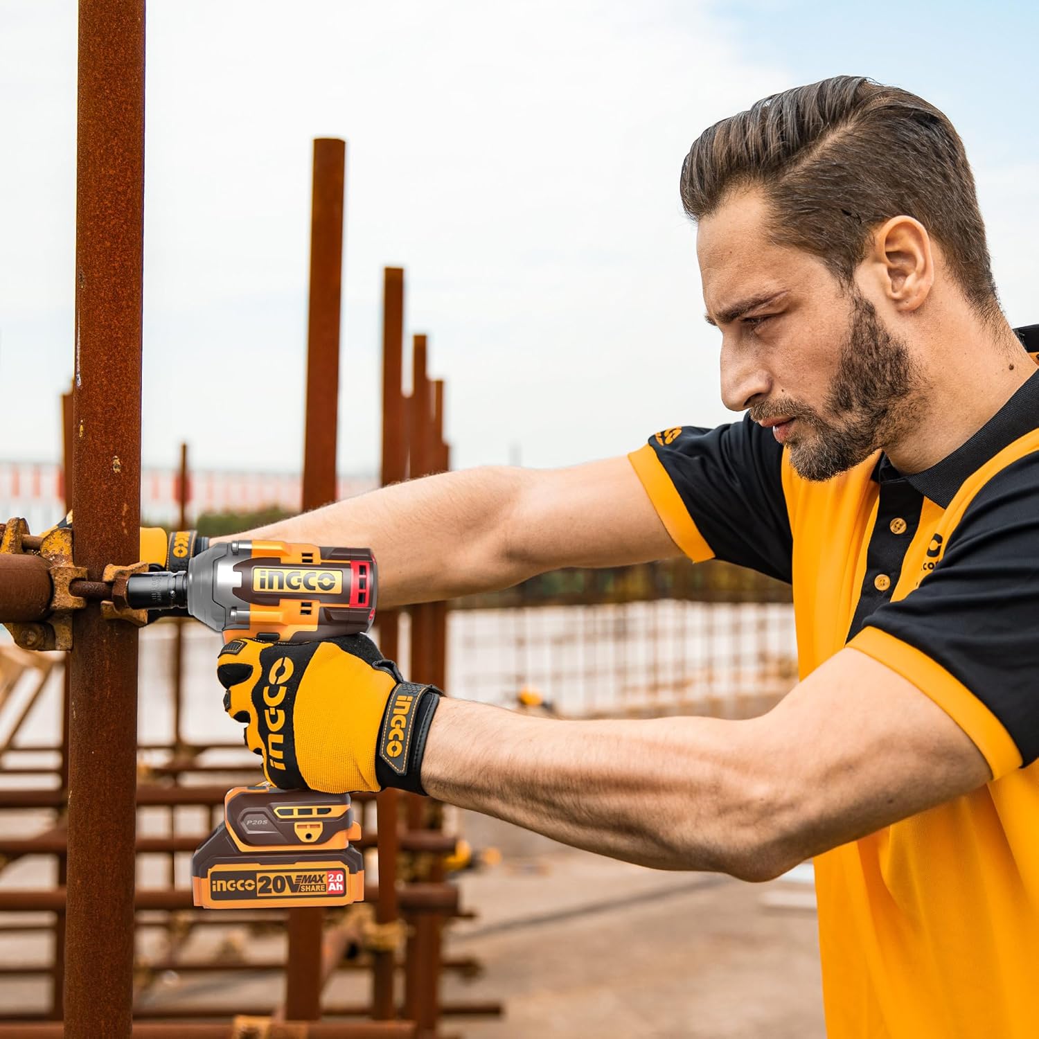 Ingco Cordless Impact Wrench 400NM (Body Only) 1/2 Inch 20V Brushless Electric Impact Gun with 3Pcs Sockets (17/19/21mm) CIWLI20401