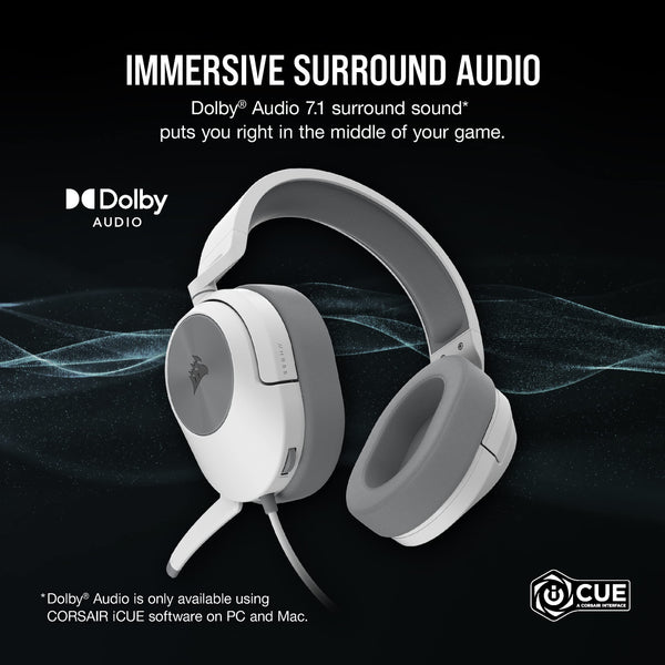 CORSAIR HS55 SURROUND Lightweight Multiplatform Wired Gaming Headset – Dolby 7.1 Surround Sound – iCUE Compatible – PC, Mac, PS5, PS4, Xbox, Nintendo Switch, Mobile – Carbon