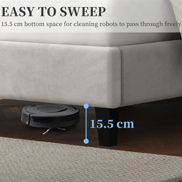 Yaheetech 5ft King Bed Frame Upholstered Platform Bed with Adjustable Button Tufted Headboard/Velvet Fabric/Sturdy Wooden Slat Support/No Box Spring Needed, Dark Grey King Bed