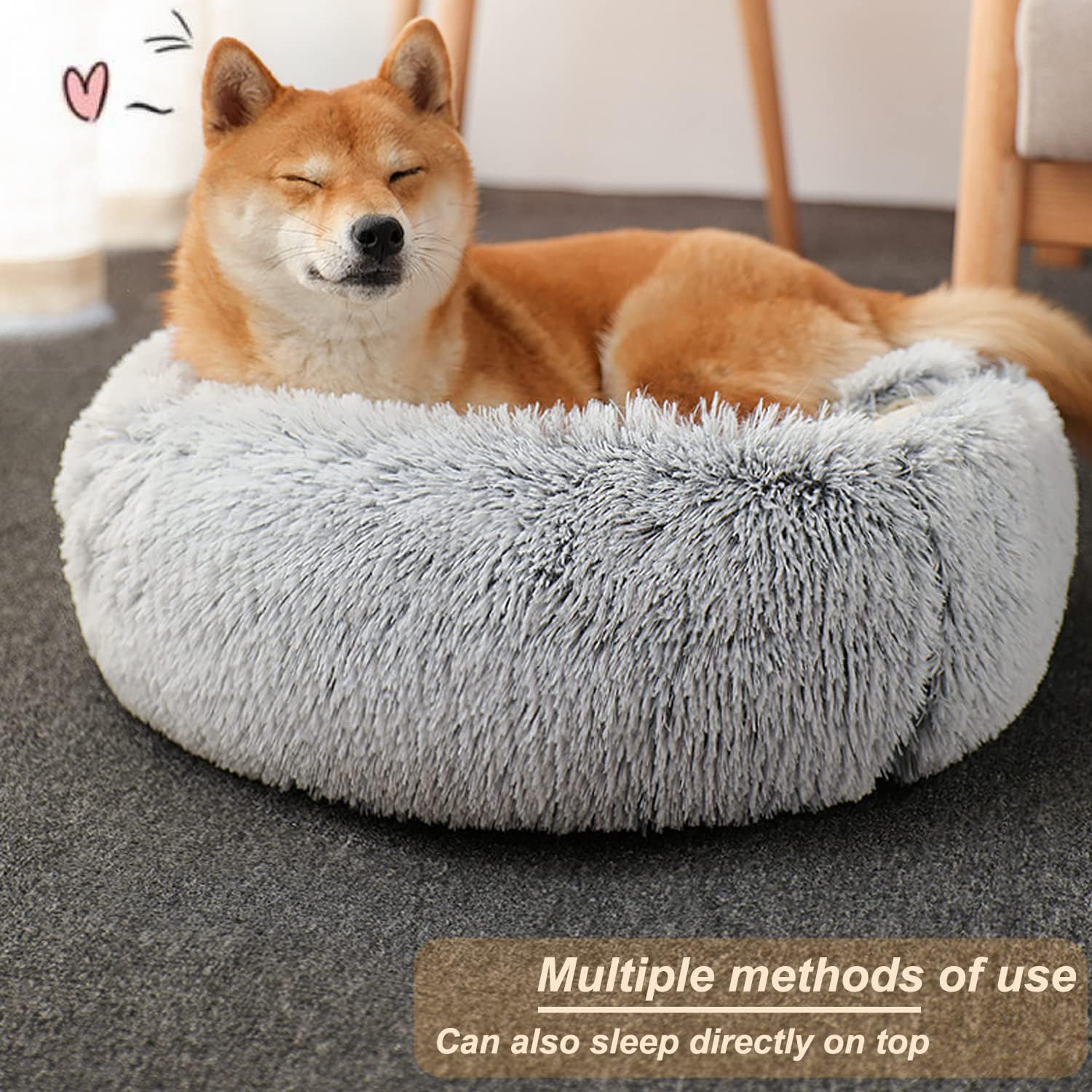 SUOXU Calming Cat Bed Small Dog Bed,Warm Cosy Soft Plush Winter Indoor Cat Cave Bed,Anti Slip Bottom Machine Washable Anti-Anxiety Hooded Pet Bed Sofa