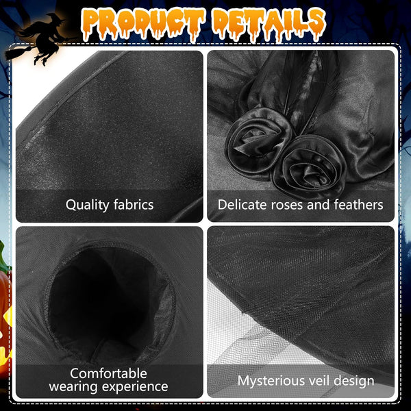 Beipegin Witches Costume Women Hooded Cape Witch Hat Lace Masks Gloves Halloween Costumes Witch Outfit Women Dress up Cosplay