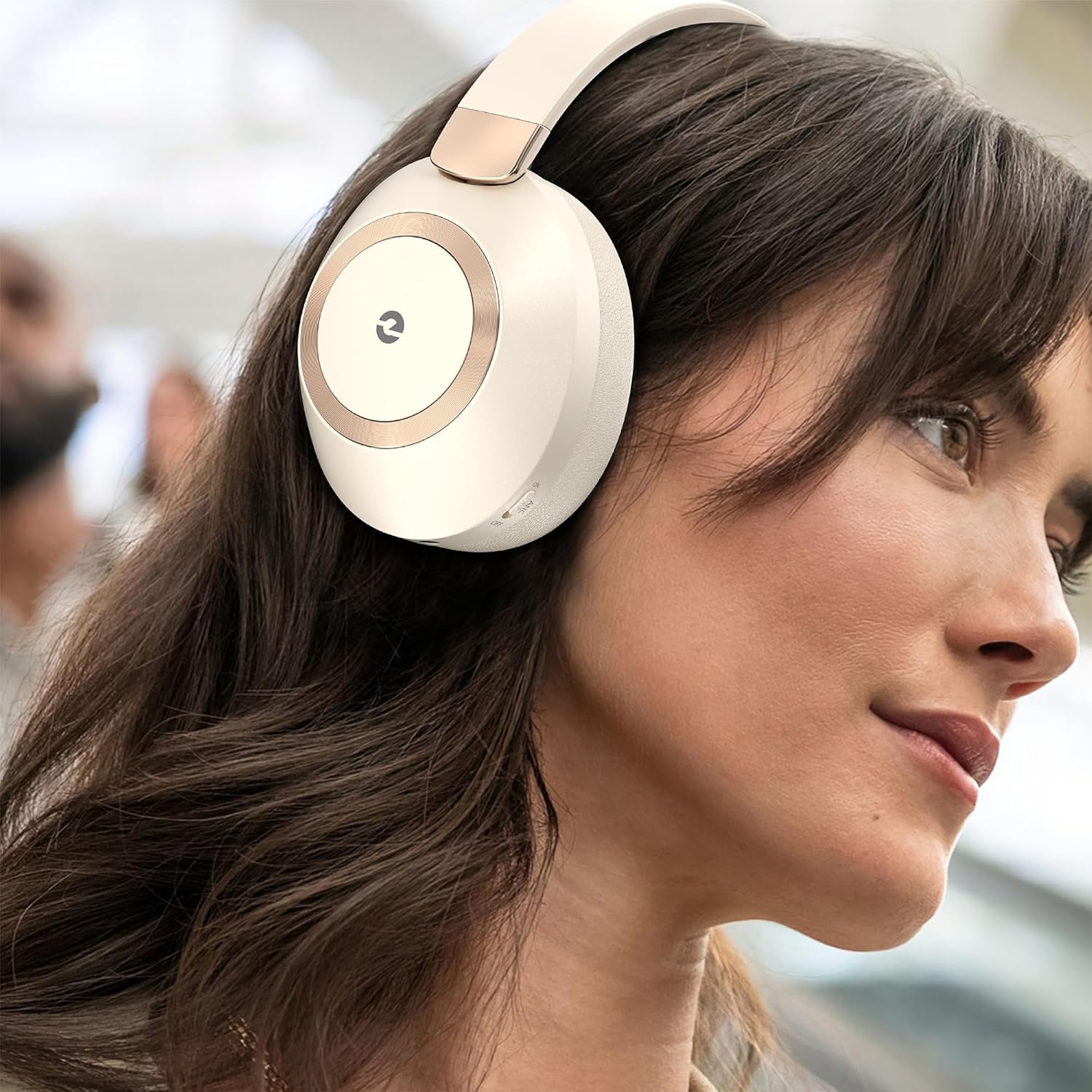 Active Noise Cancelling Wireless Headphones, 100H Playtime with Microphone, Over- Ear Bluetooth Headphones with Deep Bass,Fast Charging for Travel,Office,Home