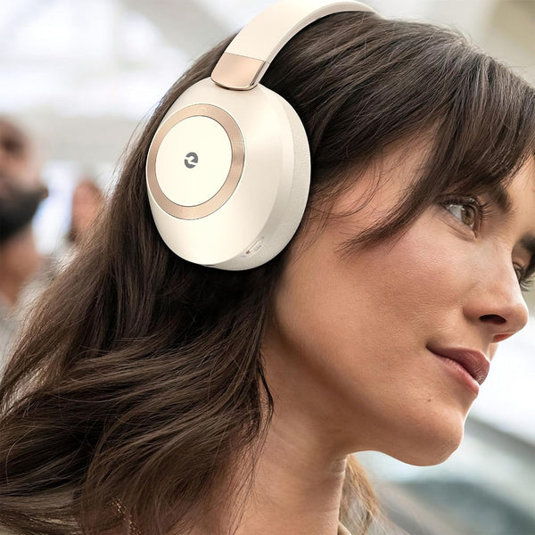 Active Noise Cancelling Wireless Headphones, 100H Playtime with Microphone, Over- Ear Bluetooth Headphones with Deep Bass,Fast Charging for Travel,Office,Home