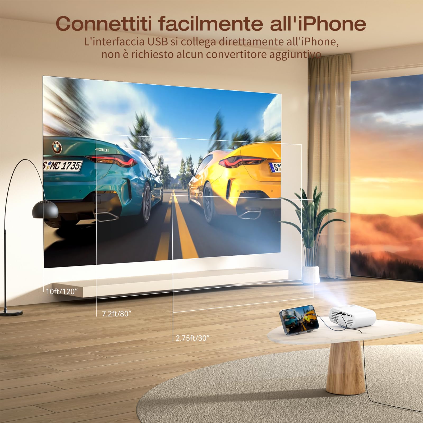 Projector, 2025 Upgraded 15000 Lumens Full HD 1080P Supported, Einyoumily Portable Mini Projector, Small Video Projector, Home Theatre 130", Compatible With iOS/Android/TV Stick/HDMI/USB