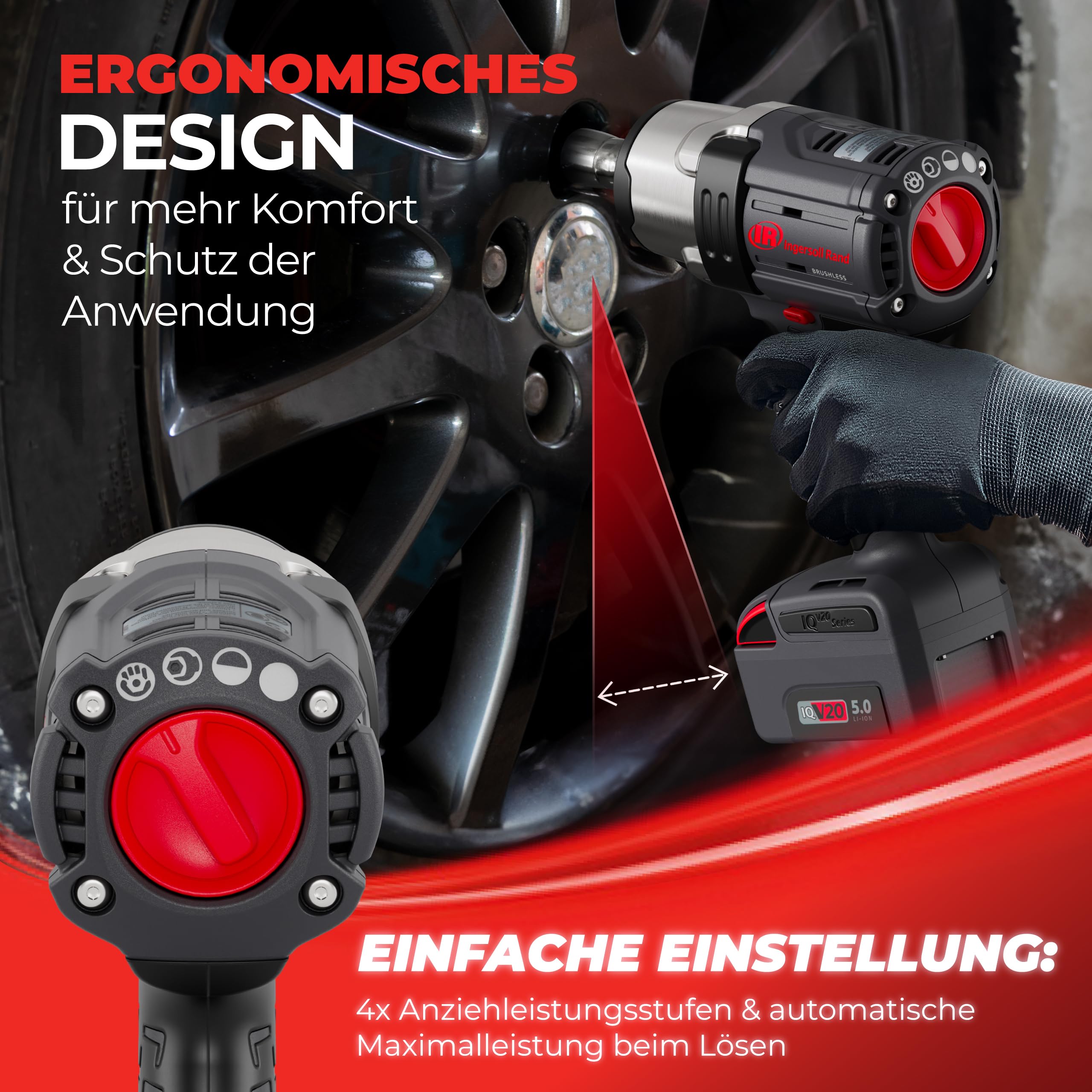 Ingersoll-Rand W7172-K22B-EU Impact Wrench, 3/4 Inch 20V Cordless Impact Wrench, 2X BL2022 Li-Ion Batteries 5.0 Ah + Charger Kit (UK Plug) in Case