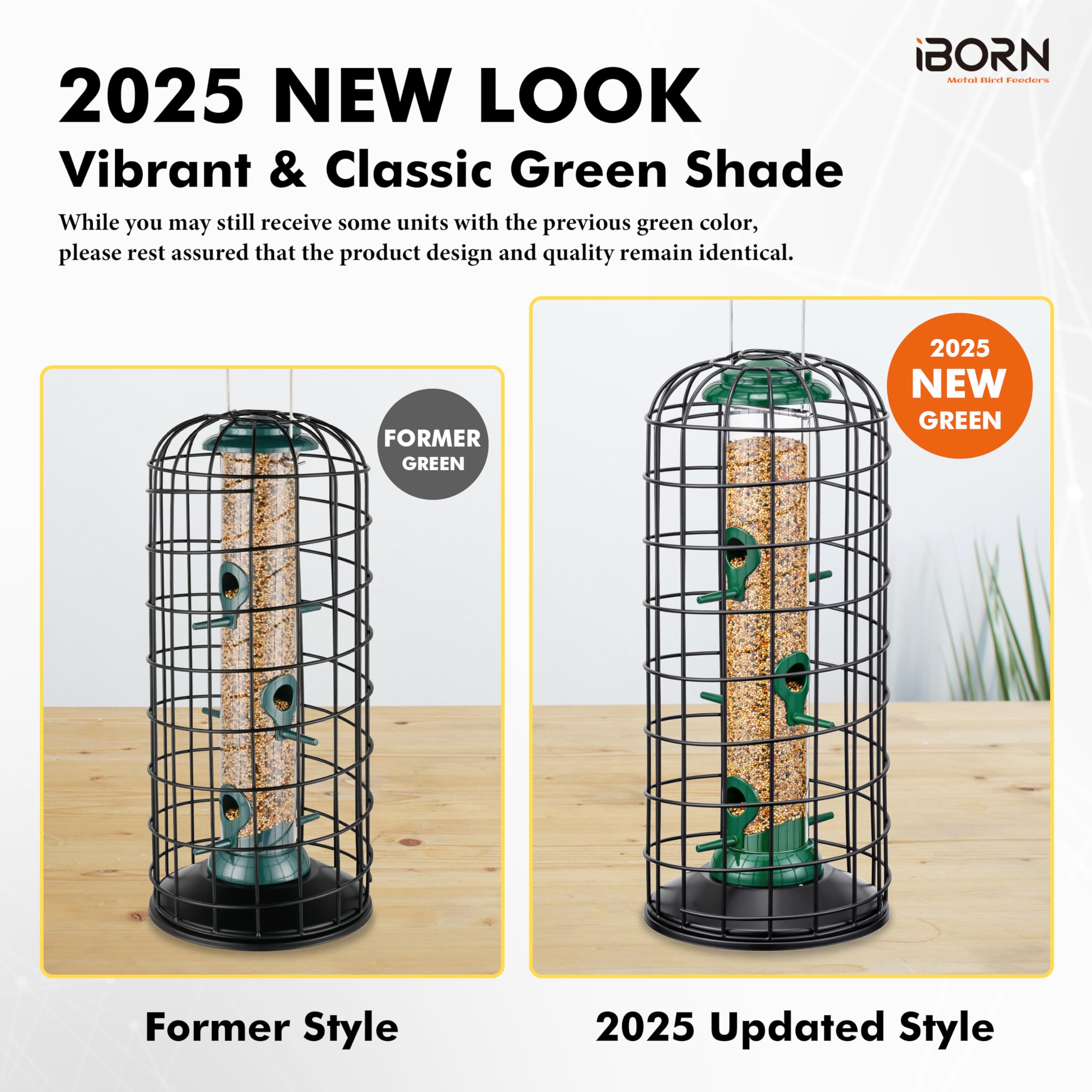iBorn Squirrel Proof Bird Feeder Pigeon Proof Cage Bird Feeder for Outside with Squirrel, Pestoff Hanging Wild Bird Seed Feeder for Mix Seed Blends,