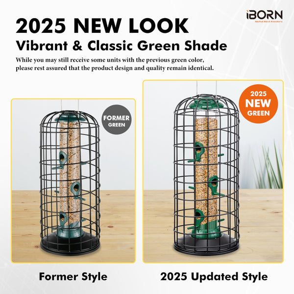 iBorn Squirrel Proof Bird Feeder Pigeon Proof Cage Bird Feeder for Outside with Squirrel, Pestoff Hanging Wild Bird Seed Feeder for Mix Seed Blends,