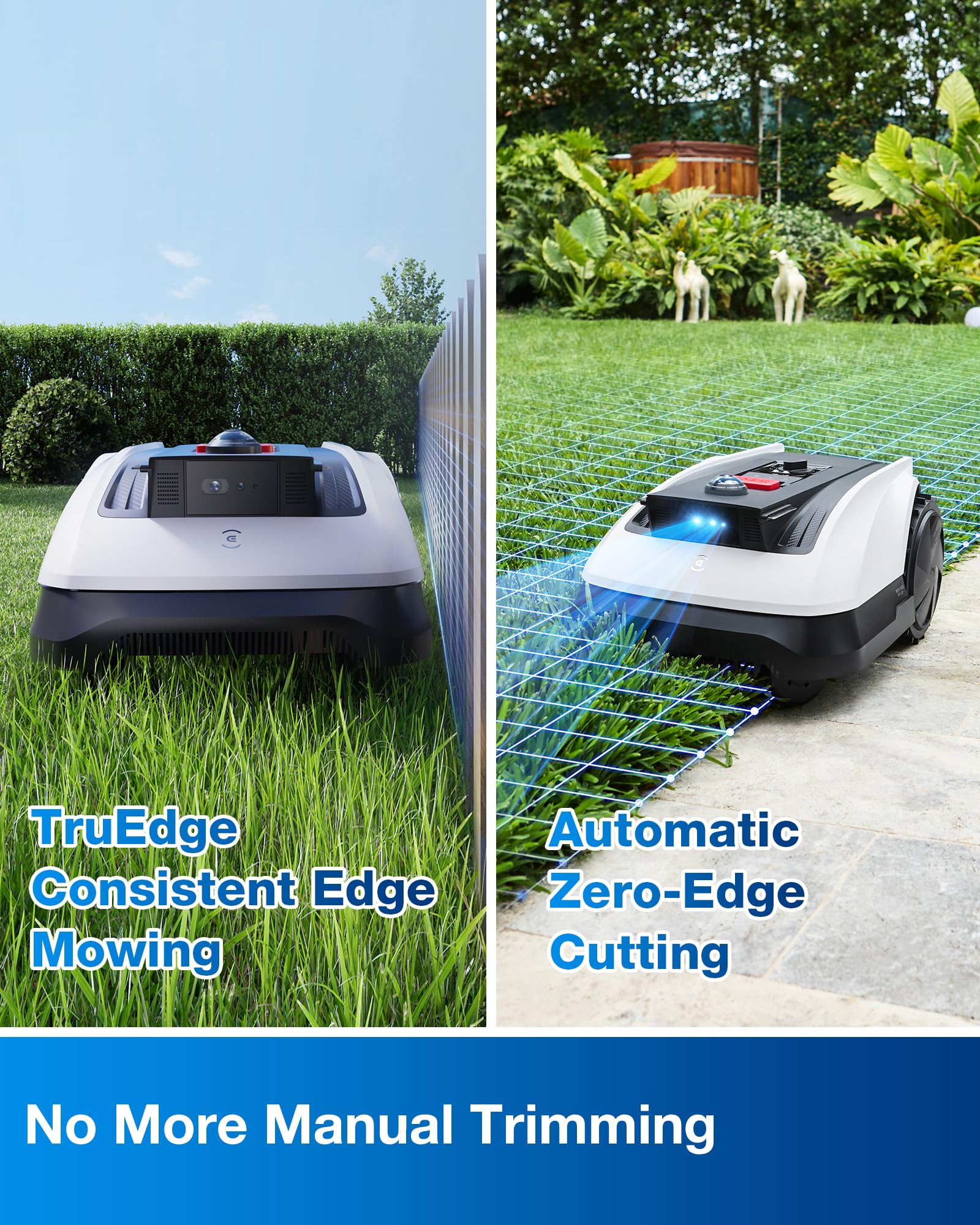 ECOVACS GOAT O800 RTK Robot Lawnmower 800㎡, Wire free, Lidar-Enhanced RTK+Vision Navigation, Pass 0.7m path, Auto Mapping, Customizable Mowing, Edge Presicion Mowing, 45% Slope Climbing