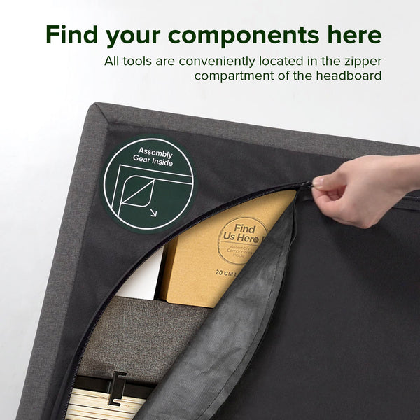 Zinus Maddon Double Bed frame - Bed 135x190 cm - 31 cm Height with Underbed Storage - Upholstered Platform Bed frame - Black